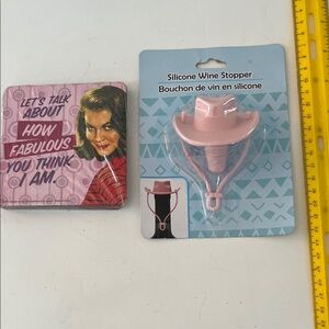 Chic Pink Silicone Cowboy Hat Wine Stopper /coasters